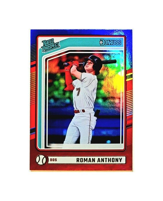 ROMAN ANTHONY ROOKIE RED, WHITE, BLUE HOLO "RATED PROSPECT" 2024 DONRUSS #122