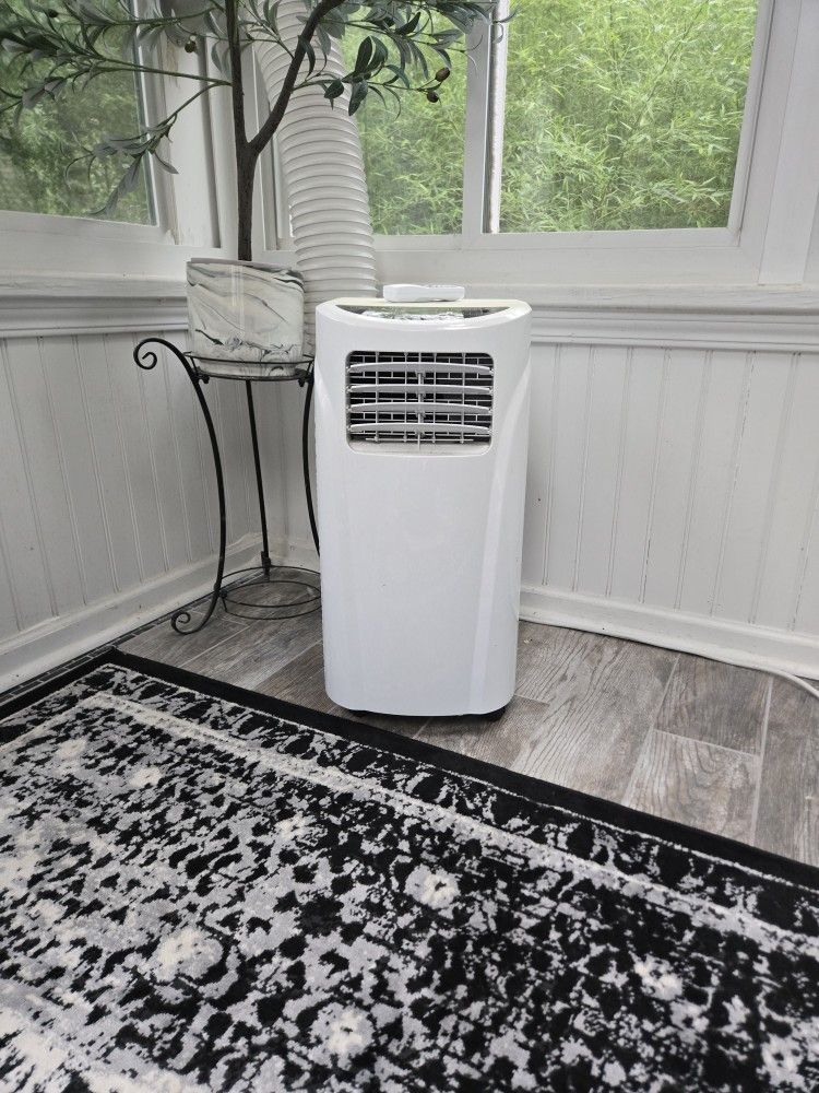 10000 BTU Portable Air Conditioner and Dehumidifier Function Remote in White with Window Kit