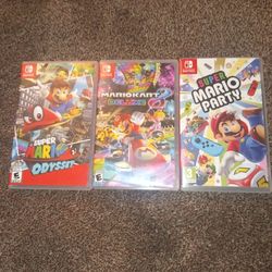 Bundle Of Mario Nintendo Games Includes: Super Mario Odyssey, Super Mario Party And,Mario Kart Deluxe 8