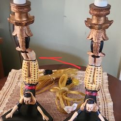 RARE Vintage Circus Acrobat Lamp Set