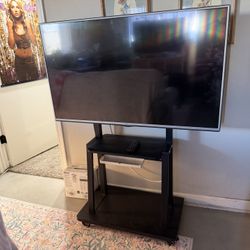 49” 1080p LG TV On Rolling Cart Stand. 