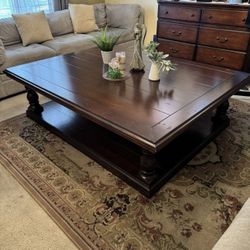 Solid Wood Center Table in Dark Brown