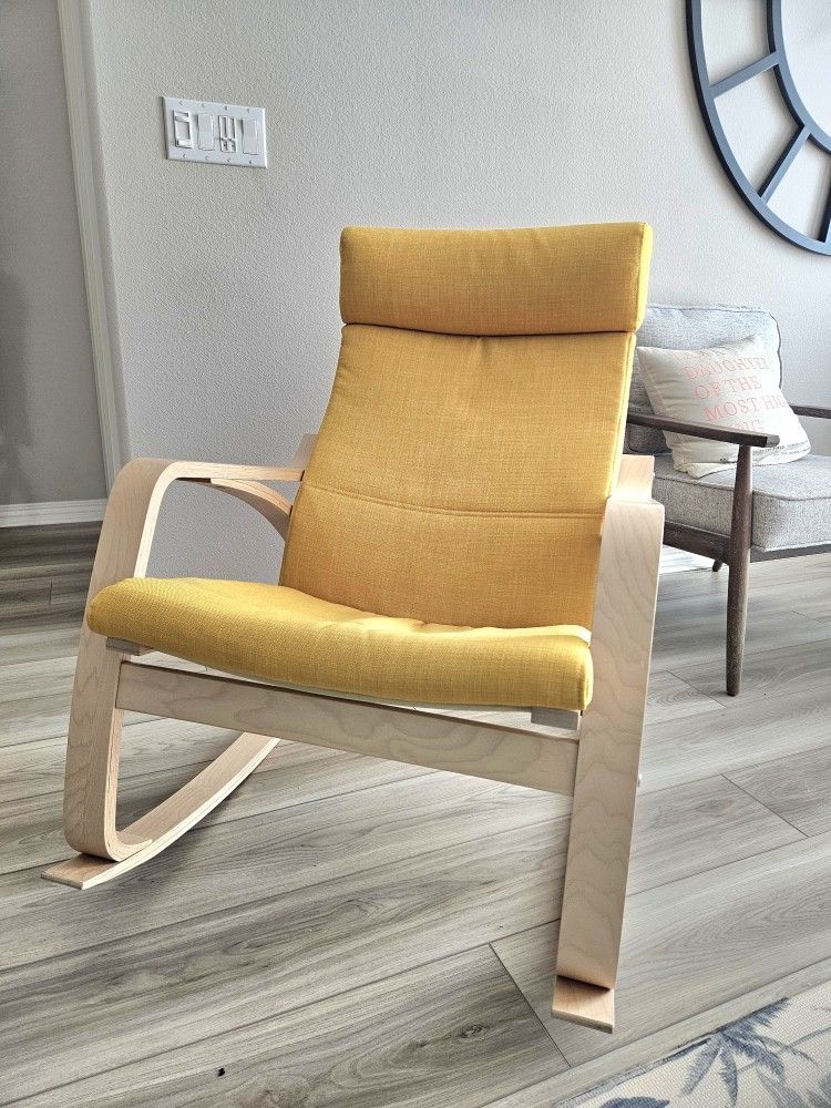 POANG Rocking Chair With Footstool Ottoman