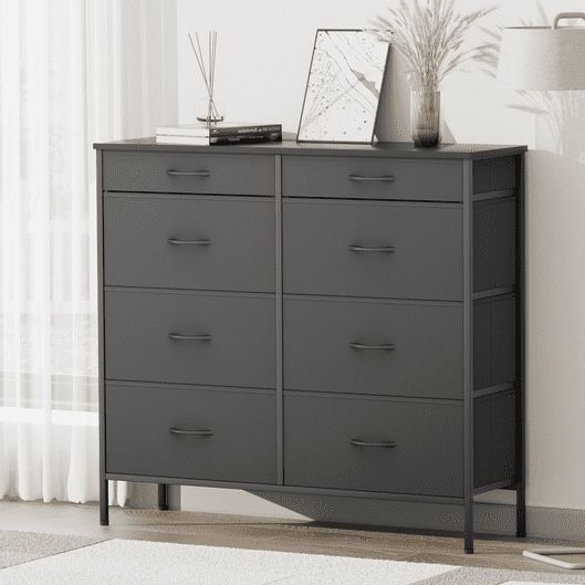 8 Drawer Black Dresser Storage Clothes Organizer Bedroom Entryway Nursery Fabric Bin