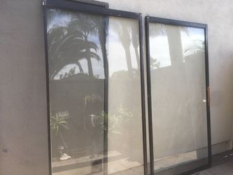 Sliding glass door patio backyard .