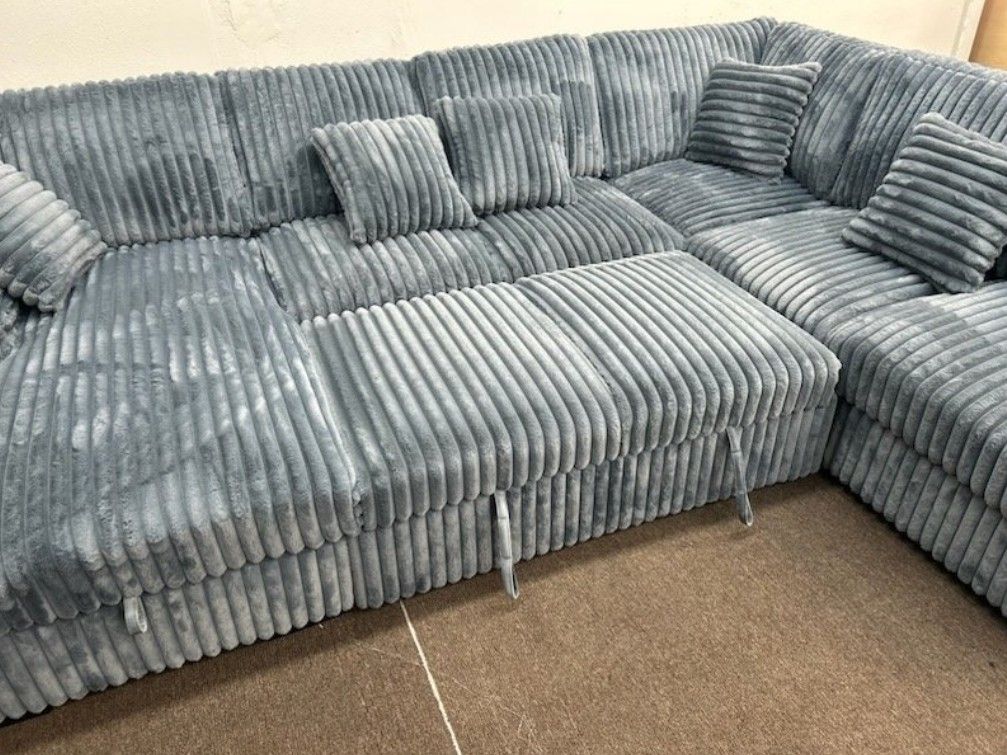 Gray Sectional Pull Out Sofa Bed With Storage