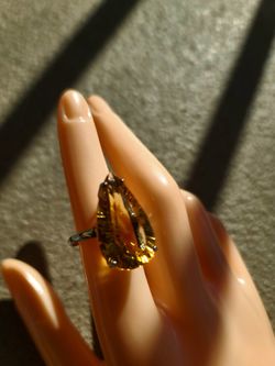 Amazing Big 1" Yellow Citrine Gemstone .925 Sterling Silver Ring New Size 6.5