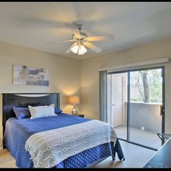 Queen Size Bed, Frame, 2 Side Tables 