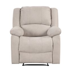 Brand New Biege Linen Or Brown Faux Leather Manual Reclining Chair