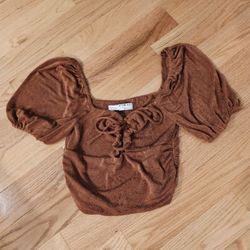 Puff Sleeve Front Tie Top