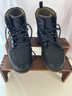 Black Leather Lace-Up Boots