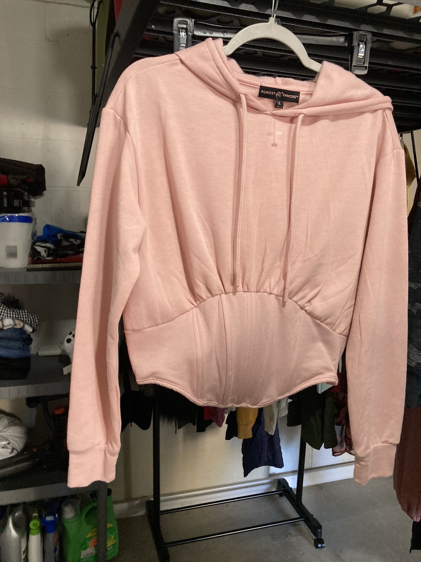 Pink Sweatshirt W/hoodie And Corset Medium 