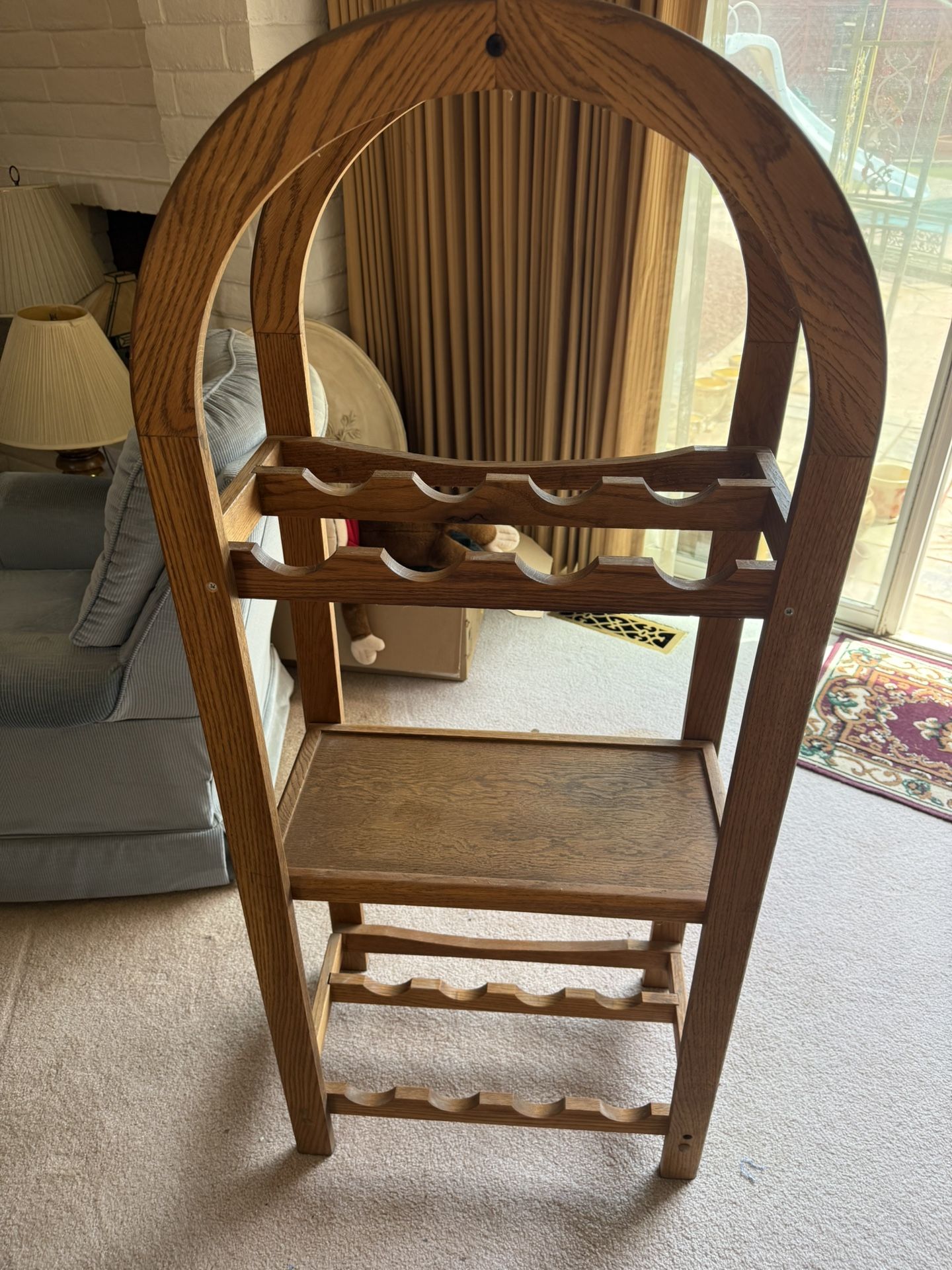 Oak Wine Rack With Shelf