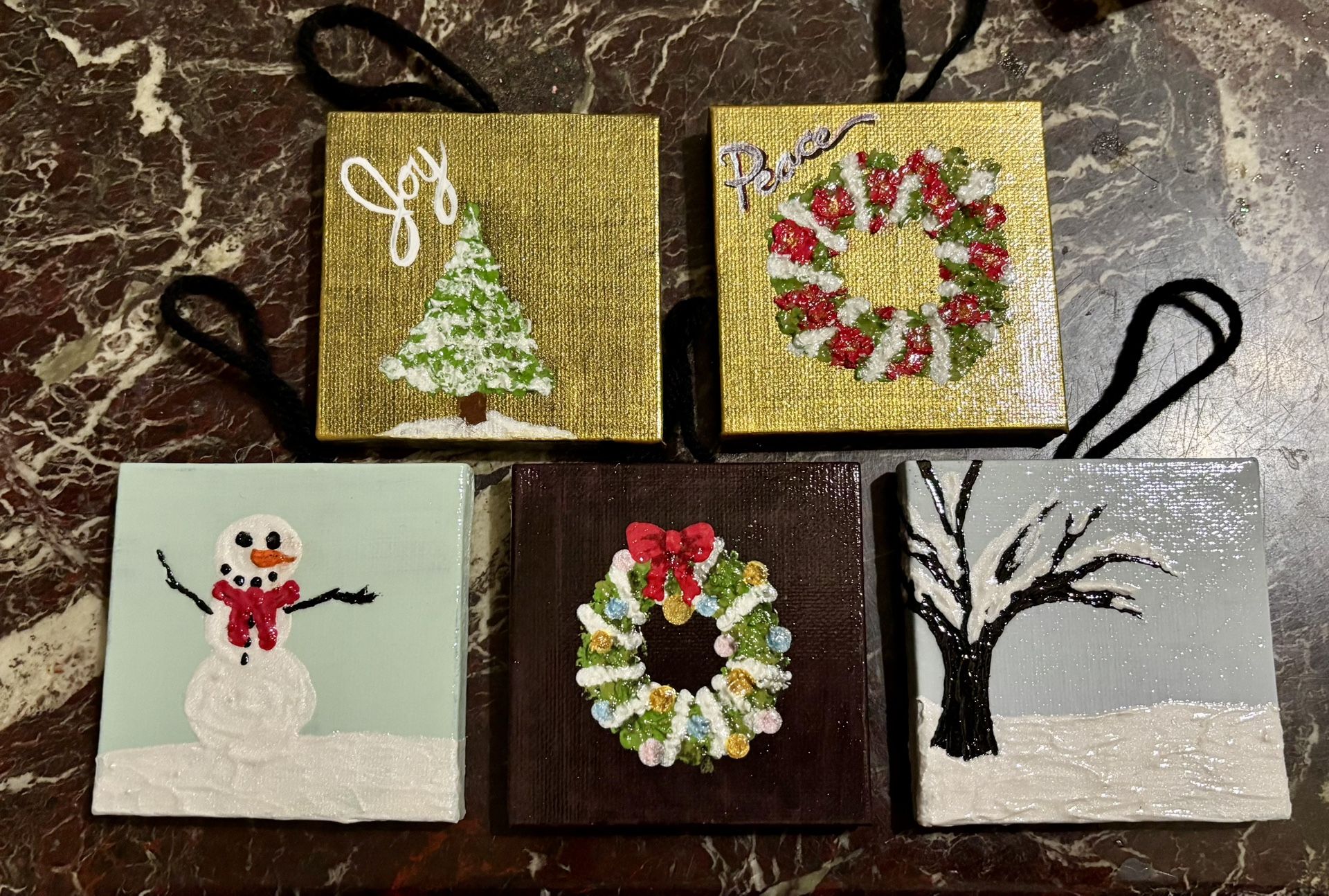 Holiday Themed- Hand Painted Mini Canvases