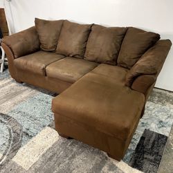 Brown Sectional Free Delivery Sofa Reversible Chaise Couch