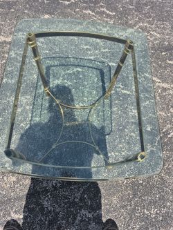 Brass end table with glass