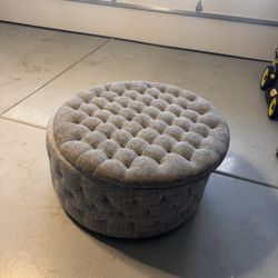 Grey Blue ottoman Storage With Wheels 