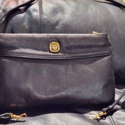 Vintage Anne Klein Black Leather Bag 