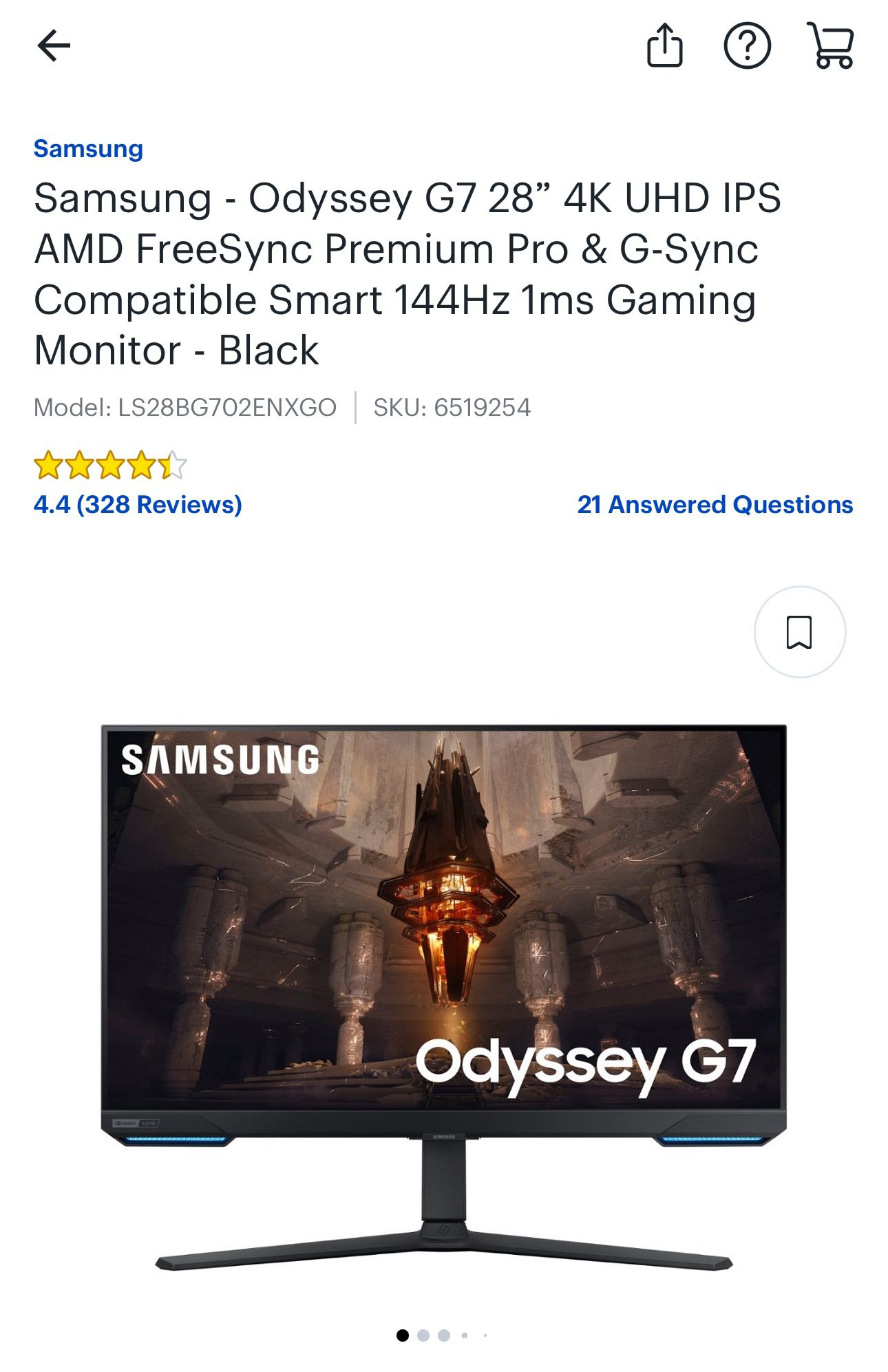 Samsung - Odyssey G7 28" 4K Gaming Computer Monitor