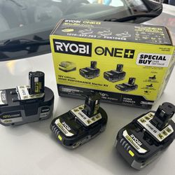 Ryobi Battery Pack Bundle 4ah, 2ah - NEW