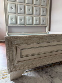 King upholstered panel bed