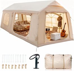 NAIZEA 12 Person Inflatable Blow Up Tents for Camping Waterproof Hot Tent&Pump