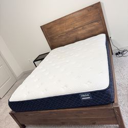 Queen Size Bed + Mattress + Box Frame 