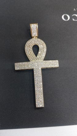 Egypt cross 10k gold with zirconium