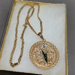 14k gold filled 4mm cuban link chain and pendant 