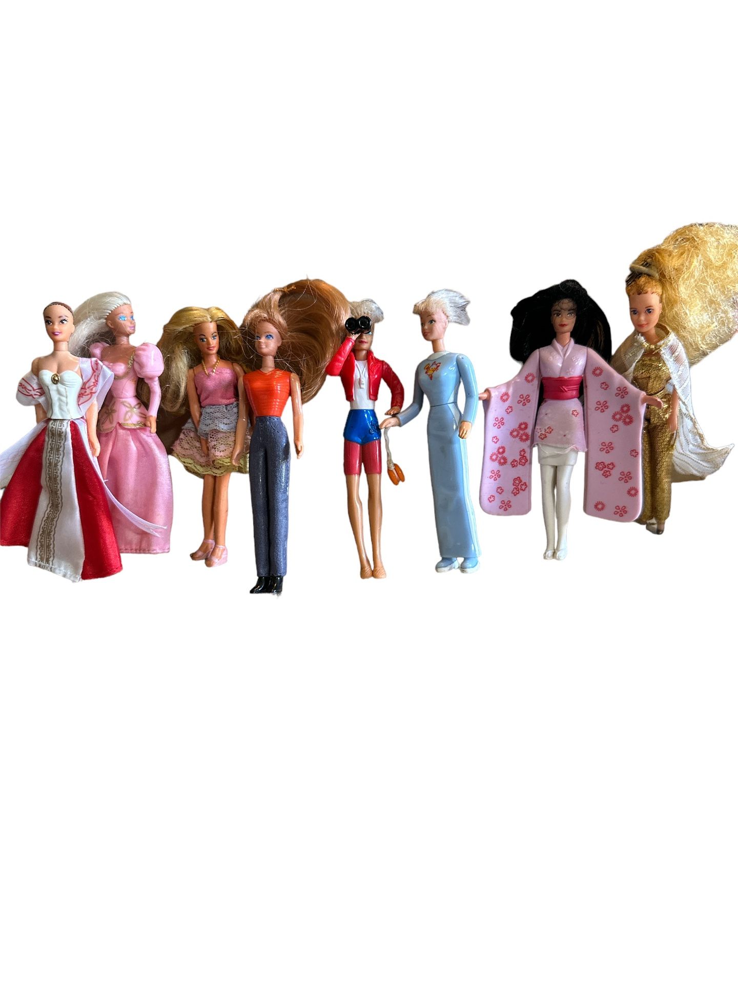 Set of 8 Barbie McDonald’s dolls please look at pictures for wear no returns. T-62