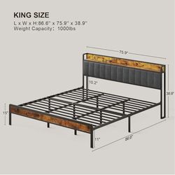 Bed frame with headboard- King