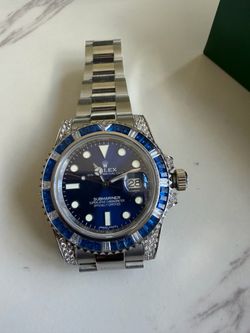 Rolex Submariner Date – Custom Blue Sapphire & Diamond Bezel – Diamond-Set Case – Oyster Bracelet