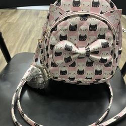 MRW Pink Leather Cat Pattern Crossbody Bag-Adorable &Good Condition.