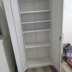 🔥 QUICK SALE! Tall White Metal Locking Storage Cabinet / Garage Utility Pantry