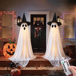 5FT Lighted Halloween Ghost Decorations – 2 Pack with Remote