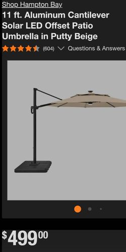 Hampton Bay 11 ft. Cantilever Solar LED Patio Umbrella