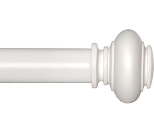 White Curtain Rod with Oval Finial