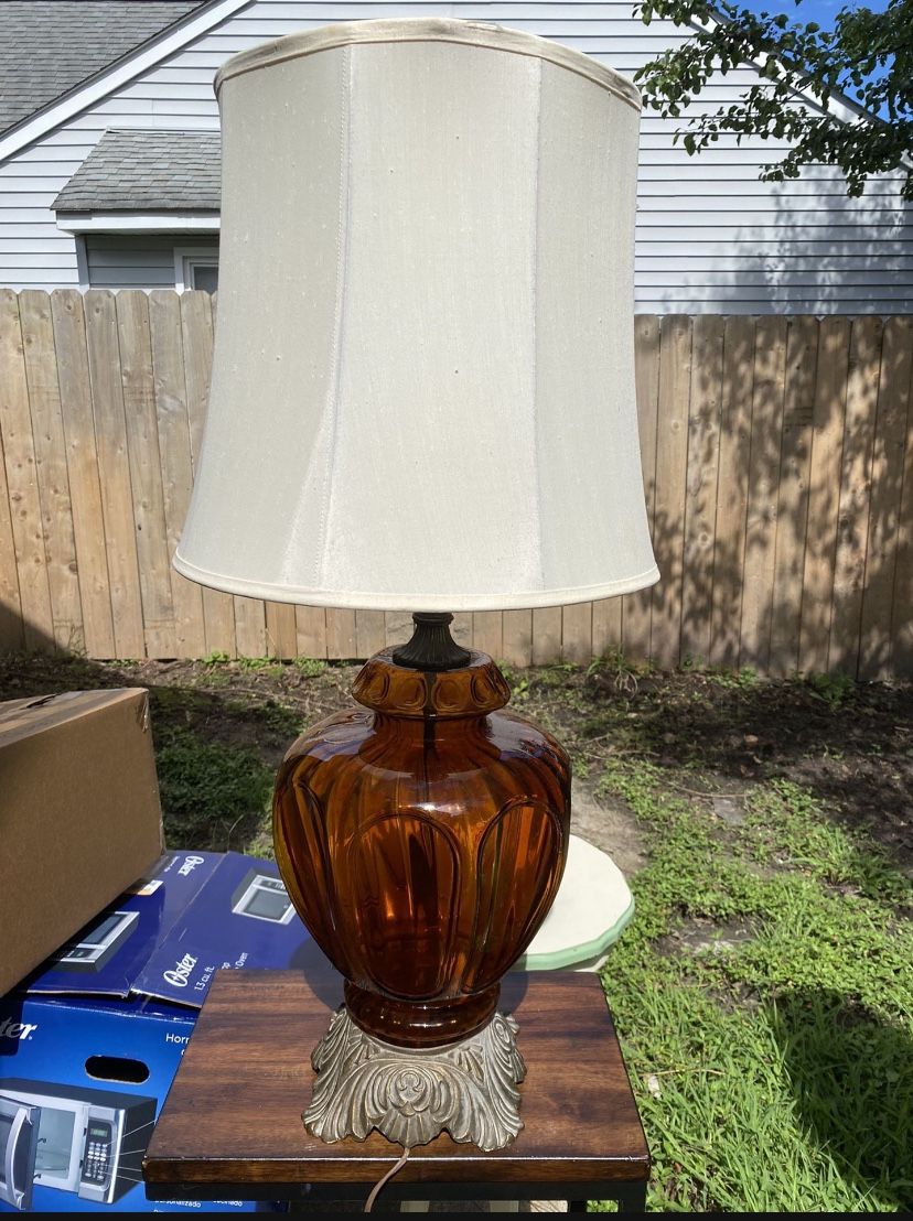 Vintage Amber Glass Lamp