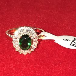 Green stone ring “oro laminado”