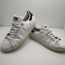RARE🔥 Adidas Stan Smith White Leather Navy Men's Shoes Sz 7.5 M20325 Sneakers