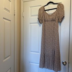 Xs womens sun long tan and floral dress 