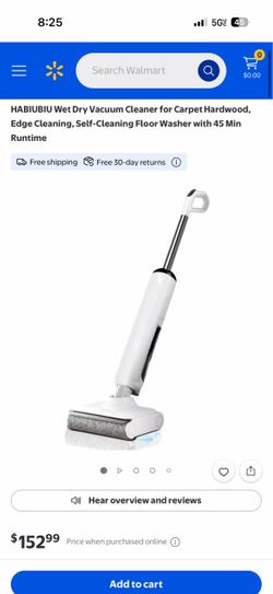 Wet Dry Vacuum Cleaner for Carpet Hardwood, Edge Cleaning, Self-Cleaning Floor Washer with 45 Min Runtime