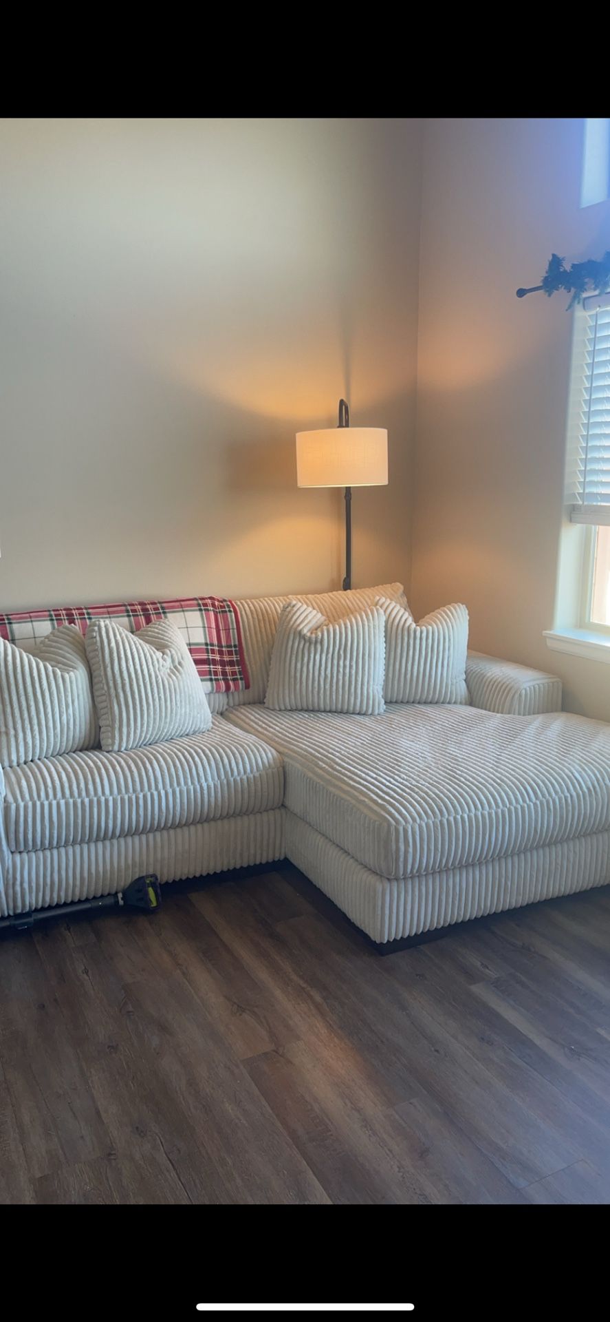 Modern Corduroy Sectional Sofa – Good Condition!