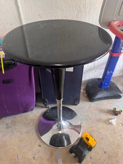 Round Black Top Bar Table with Chrome Pedestal Base