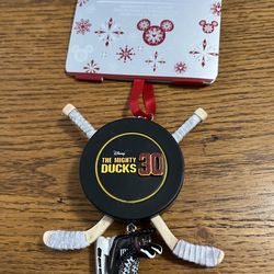 Disney Sketchbook The Mighty Ducks 30 Ornament. With hockey sticks and ice skating boots.  Very cute.  Brand new on original card.