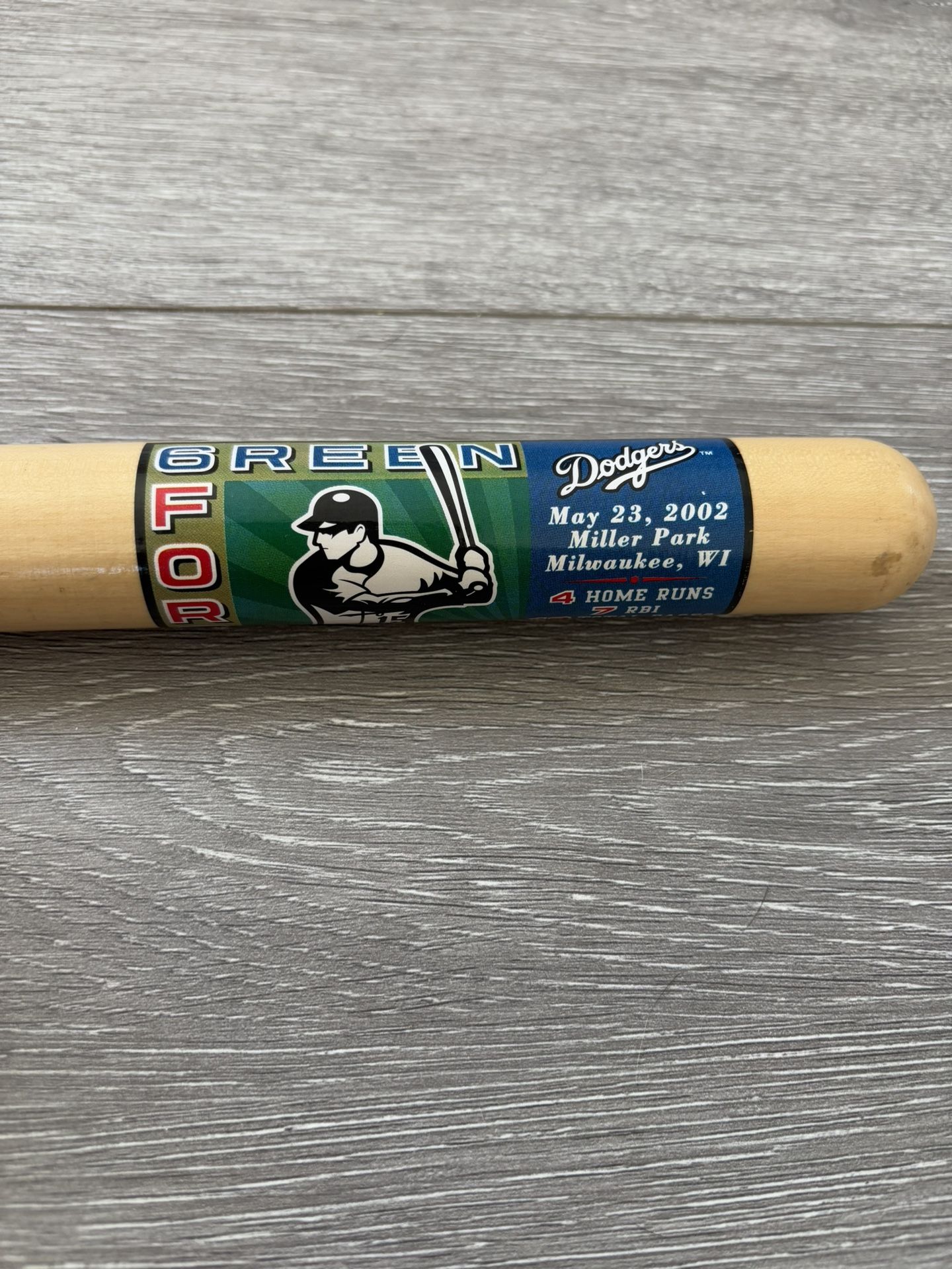 2002 Shawn Green Los Angeles Dodgers Mini 18" BASEBALL BAT 6 FOR 6 Miller Park