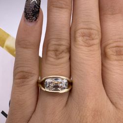 1.67 carat E VS2 antique inspired elongated old mine cut east west split shank engagement ring 