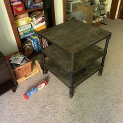 End Table or mini entertainment center.  Wood and metal. 22”x22”x24” 