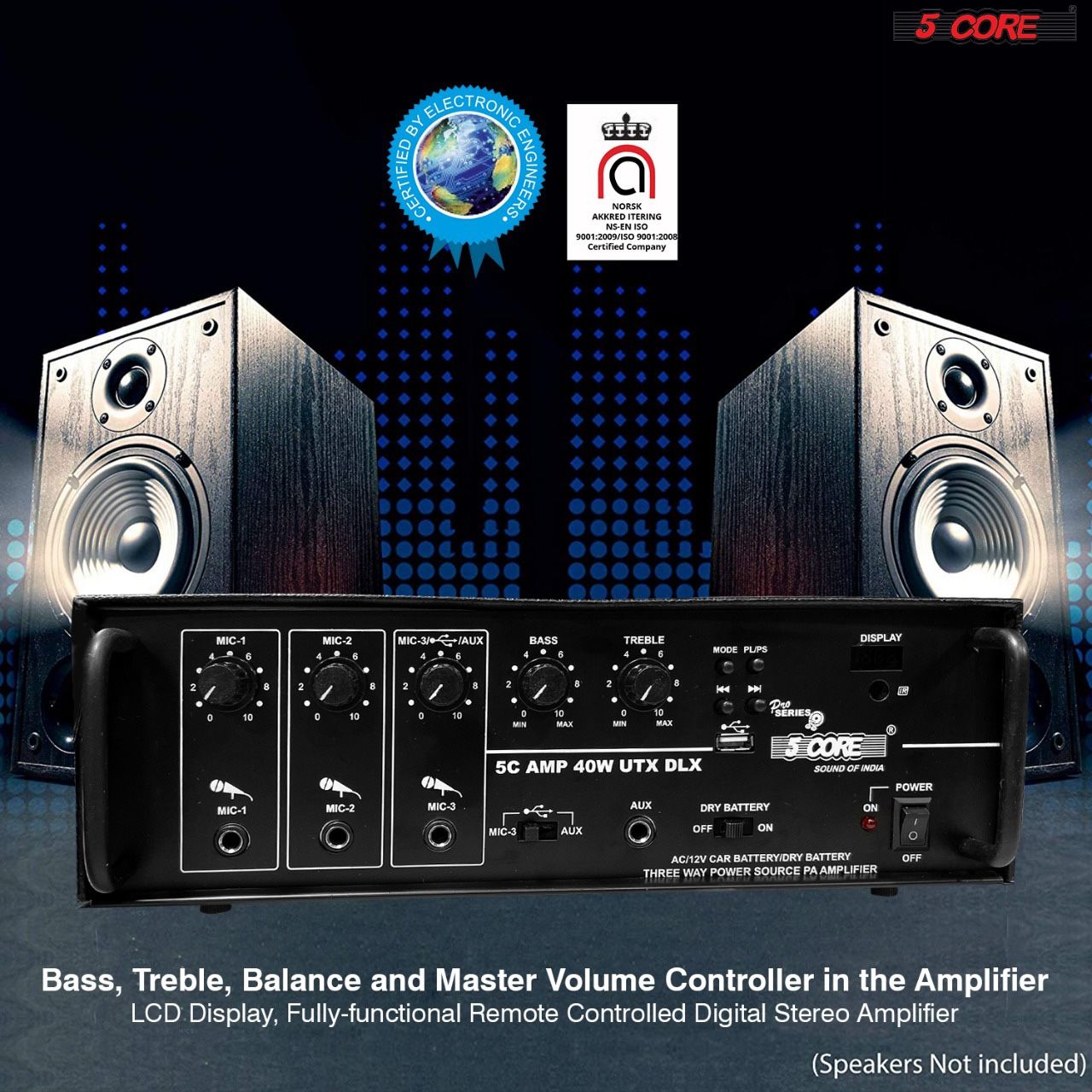 Amplifier Home Audio Receiver Amp Home Stereo System USB Input 3 Mic Aux Mini Amplifier for Speakers Surround Sound 5 Core AMP 40W-UTX-DLX