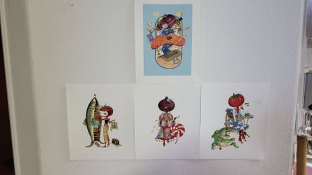 4pc bundle food art mini posters